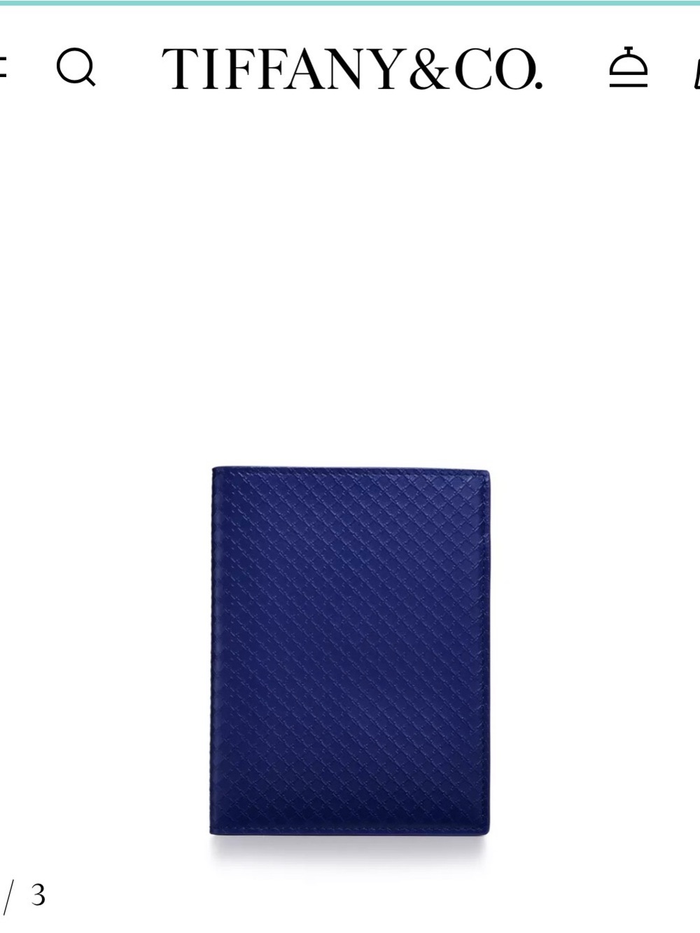 Tiffany & Co. Square Passport Cover in Vivid Tanzanite Blue Leather.